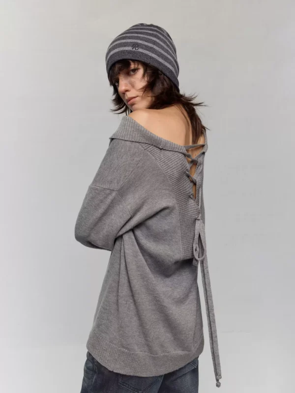 A knitted sweater with adjustable neckline straps - Image 2