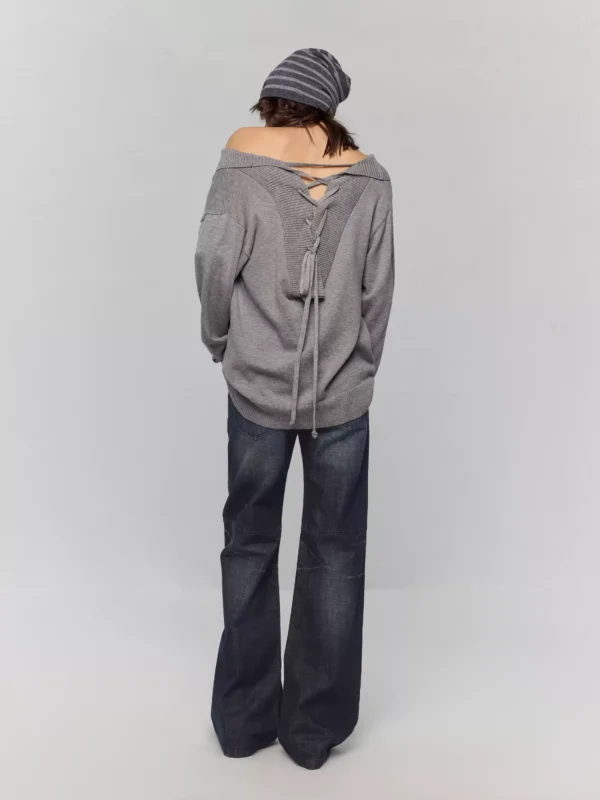 A knitted sweater with adjustable neckline straps - Image 3