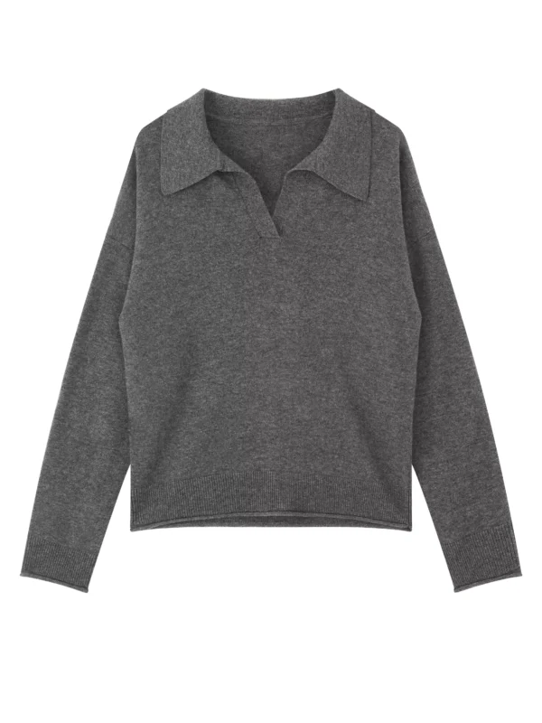 Grey wool pullover knitted sweater - Image 4