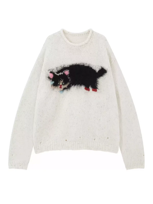 A laid-back cat sweater girl - Image 4