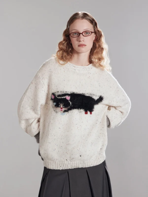 A laid-back cat sweater girl - Image 2