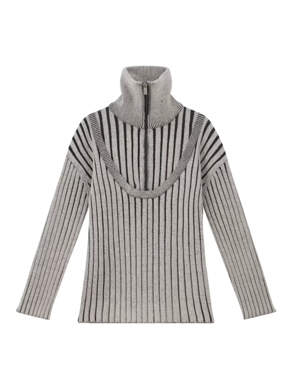 Striped soft and fluffy pullover knitted sweater - Image 4