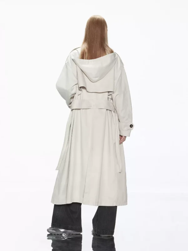 A retro khaki trench coat with a large lapel - Image 3