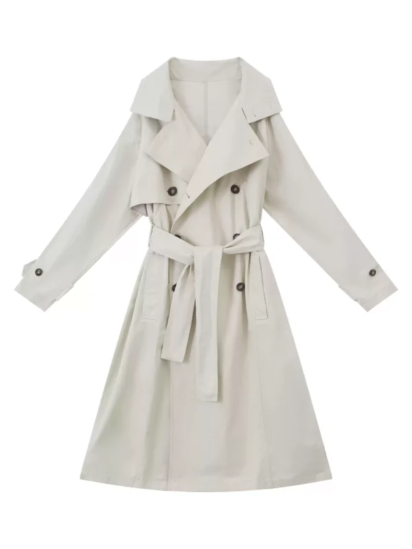 A retro khaki trench coat with a large lapel - Image 4