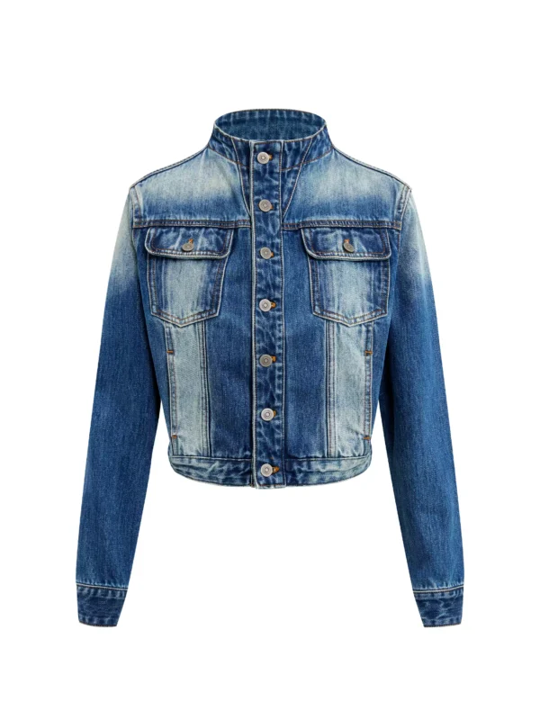 A vintage vintage blue water-washed denim suit for women - Image 4