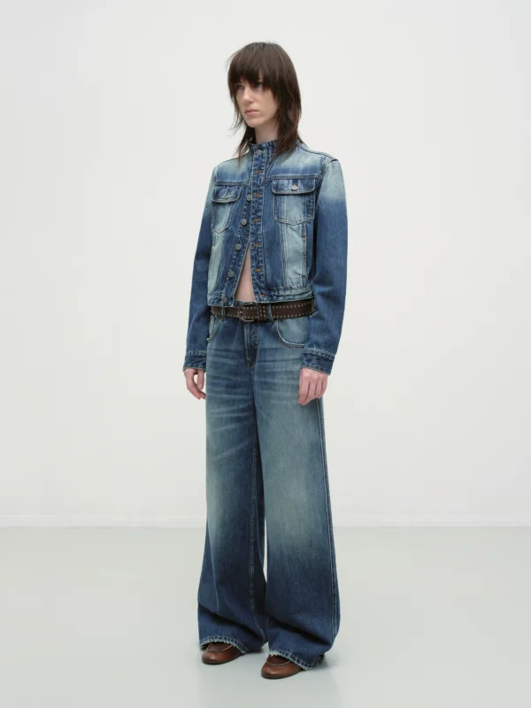 A vintage vintage blue water-washed denim suit for women - Image 2