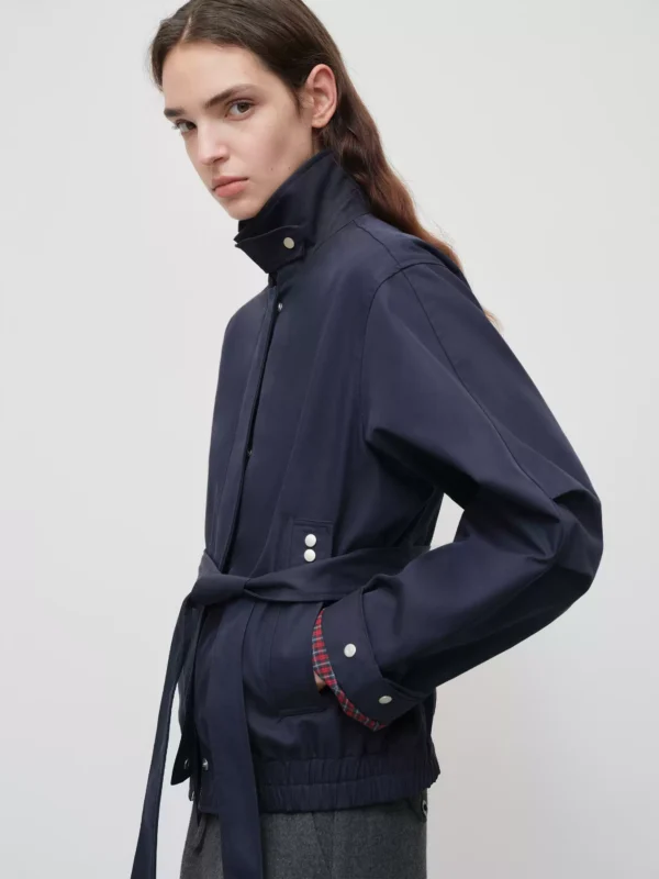 American Navy blue stand-up collar coat for women - Image 4