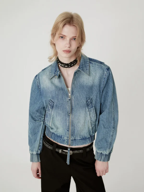 High street design style short lapel denim top - Image 2