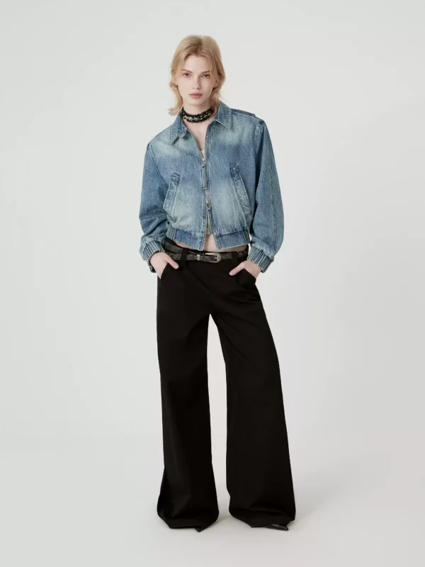 High street design style short lapel denim top