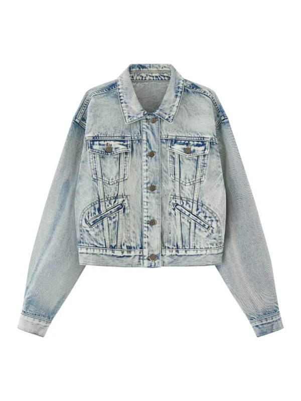 Loose, casual and short denim jacket top - Image 2