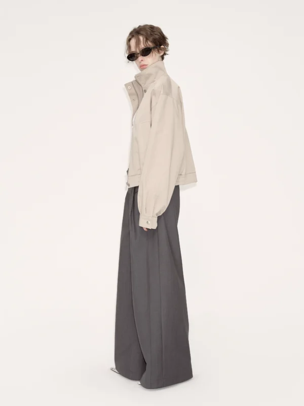 Casual short zipper stand-up collar women's jacket