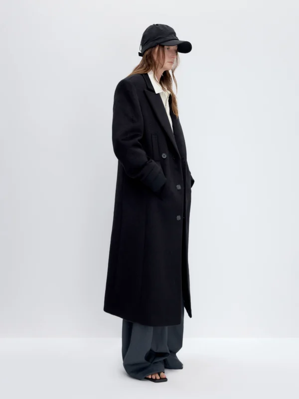 Double-buttoned, waist-cinching loose two-piece coat - Image 3