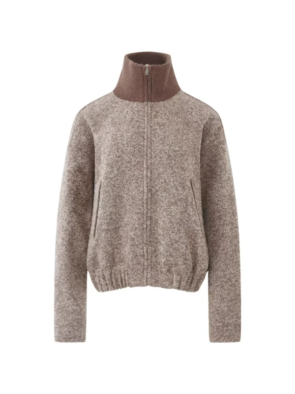 Retro tweed stand-up collar cotton warm short woolen coat - Image 4