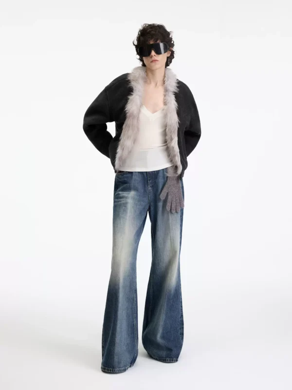 A black cotton-padded cardigan for warmth - Image 2