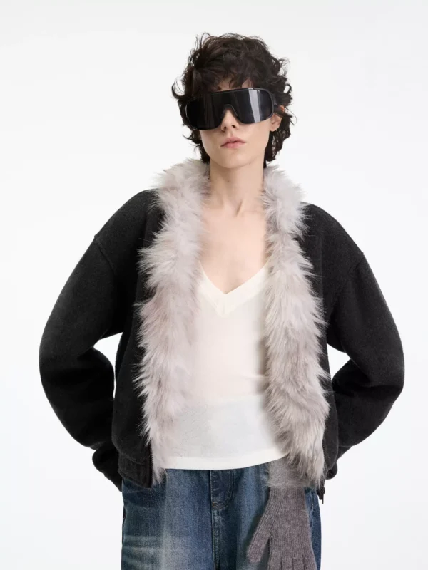 A black cotton-padded cardigan for warmth - Image 3