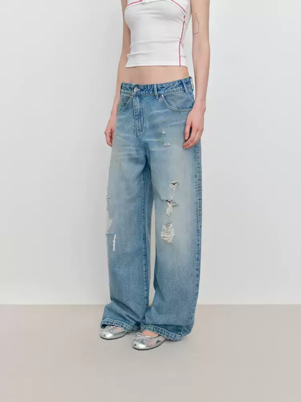 Pure cotton loose wide-leg jeans - Image 3