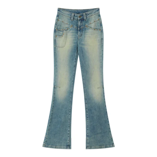 Slimming and form-fitting flared denim trousers - Image 4