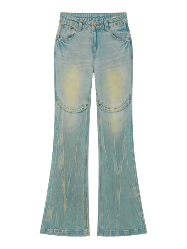 Old mud-yellow slightly flared jeans - Image 4