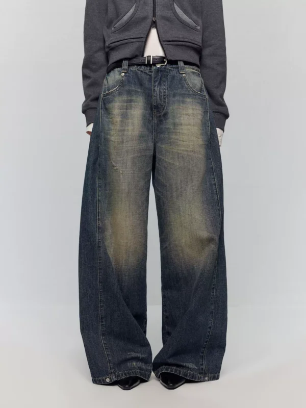 Low-waisted bamboo-jointed loose wide-leg jeans - Image 4