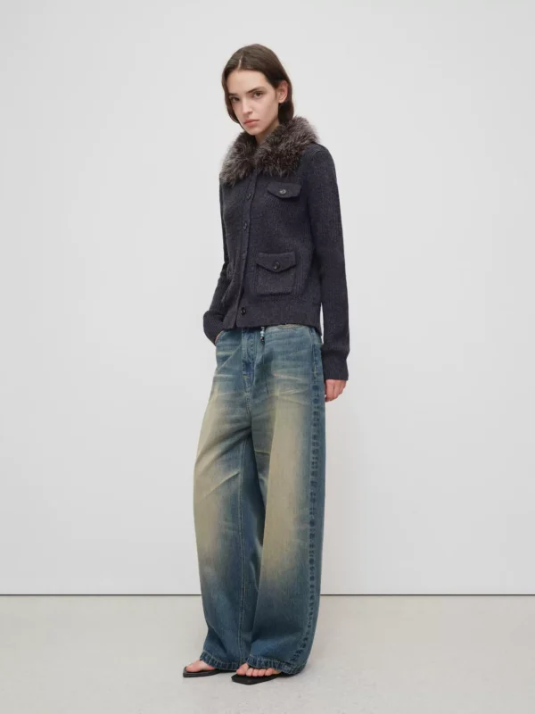 Retro pendant cat whiskers conical wide-leg jeans - Image 2