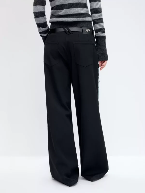 Retro color-blocking and patchwork loose fringed jeans - Image 4