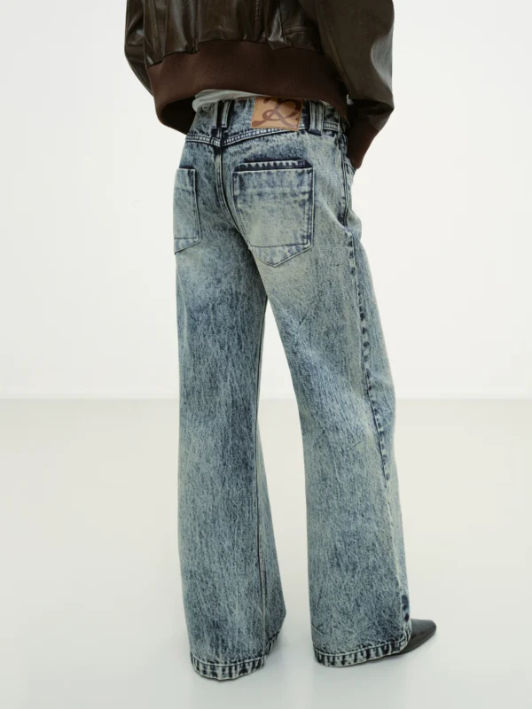 Retro waist-free snowflake washed jeans for women - Image 3