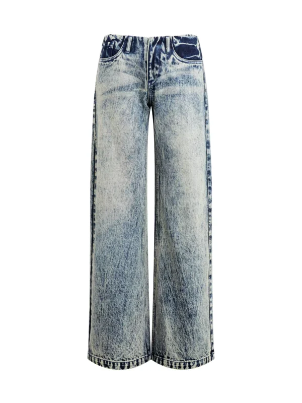 Retro waist-free snowflake washed jeans for women - Image 4