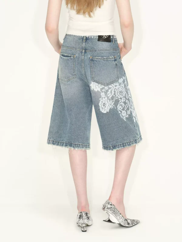 Original design sense denim six-inch shorts - Image 3