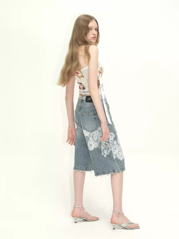 Original design sense denim six-inch shorts - Image 2