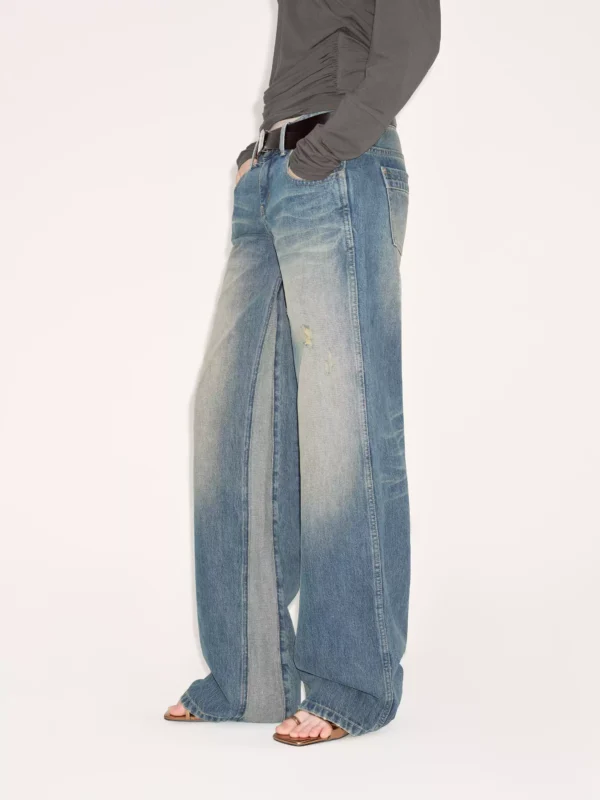 Design-savvy patchwork distressed washed jeans - Image 2