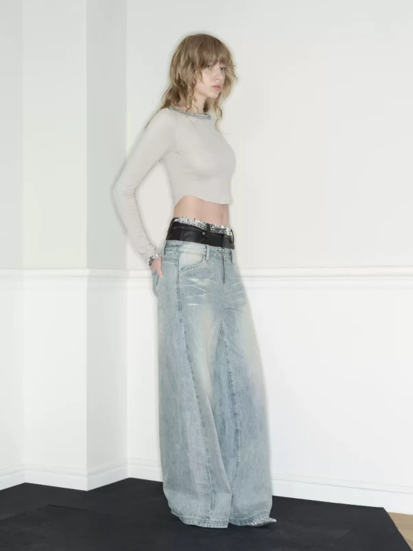 Original design sense double-waisted jeans for women - Image 2