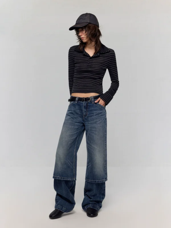 Two pairs of detachable design patchwork jeans - Image 3