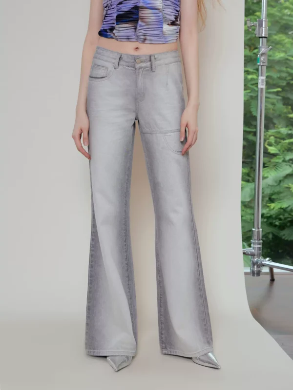 Grey and white gradient design denim trousers - Image 2