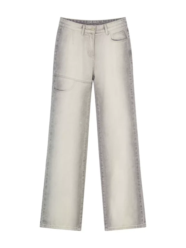 Grey and white gradient design denim trousers - Image 4