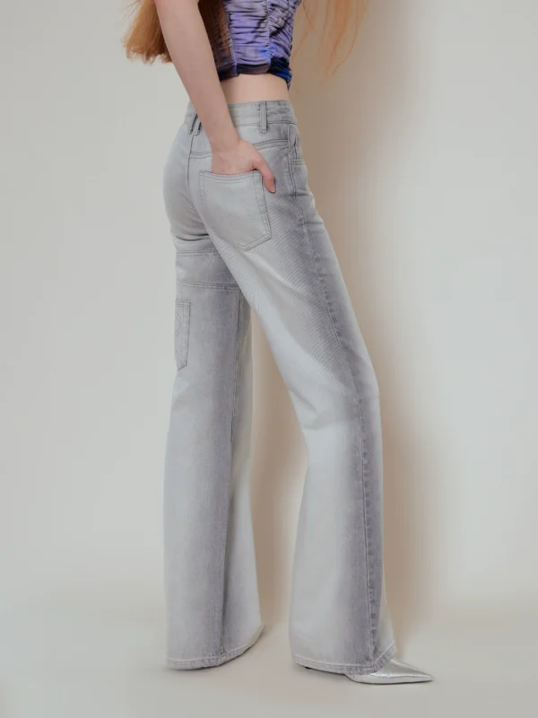 Grey and white gradient design denim trousers - Image 3