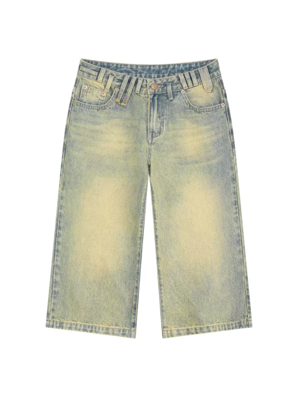 Original retro washed denim capri pants for women - Image 4