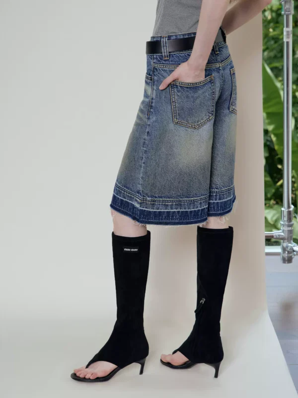 Distressed seven-inch loose denim midpants - Image 3