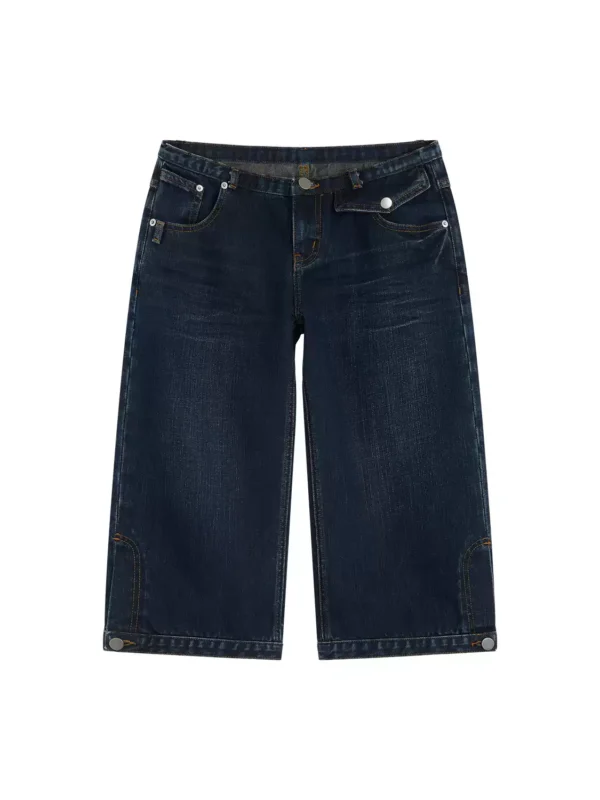 Retro blue silk cotton jeans - Image 4
