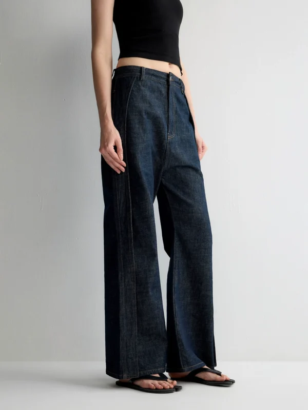 Design sense inverted pleated denim trousers - Image 3