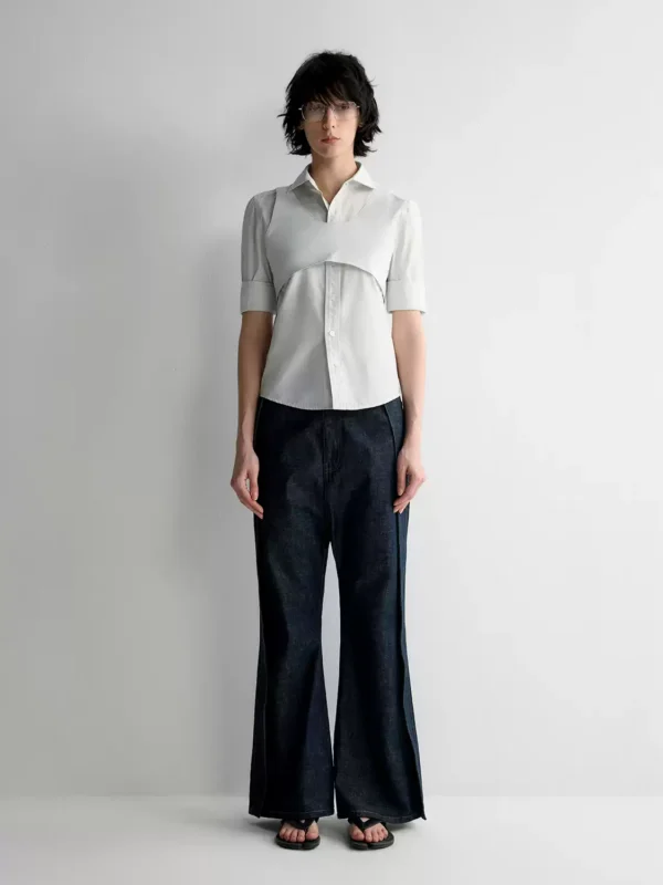 Design sense inverted pleated denim trousers - Image 2