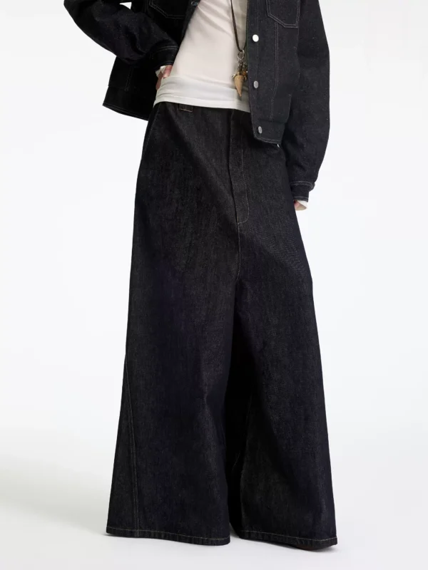 Original cow-colored flared denim culottes - Image 4
