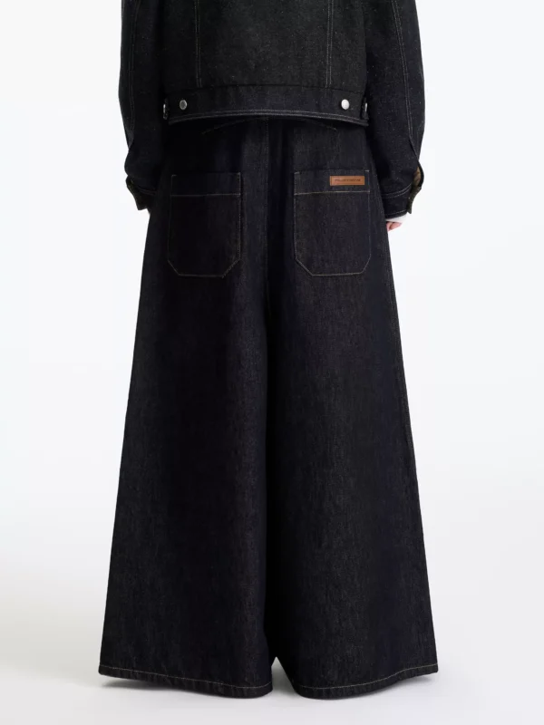 Original cow-colored flared denim culottes - Image 3