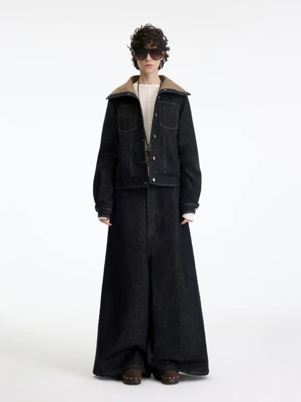 Original cow-colored flared denim culottes
