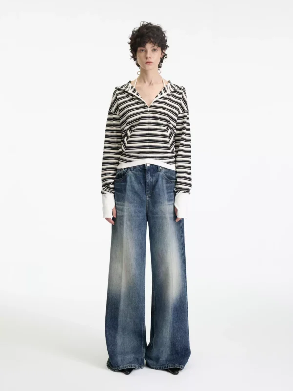 Ice blue laser-washed mid-low rise jeans for women - Image 3