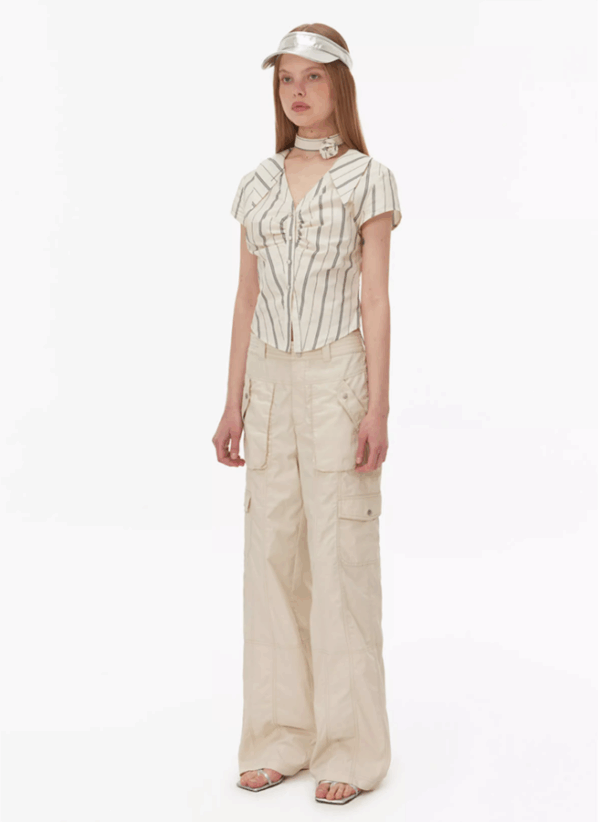 Design low-waisted straight-leg casual pants - Image 2