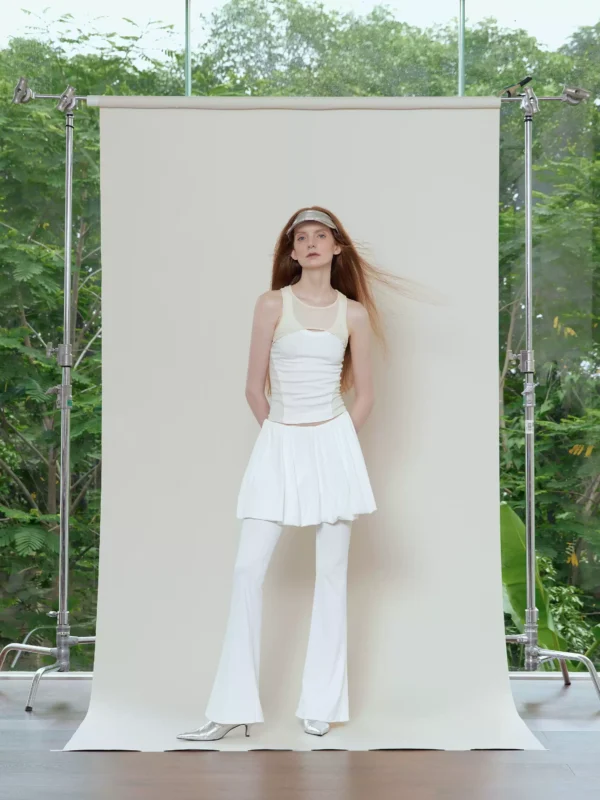 Milky-white flower bud skirt pants female ice silk - Image 3
