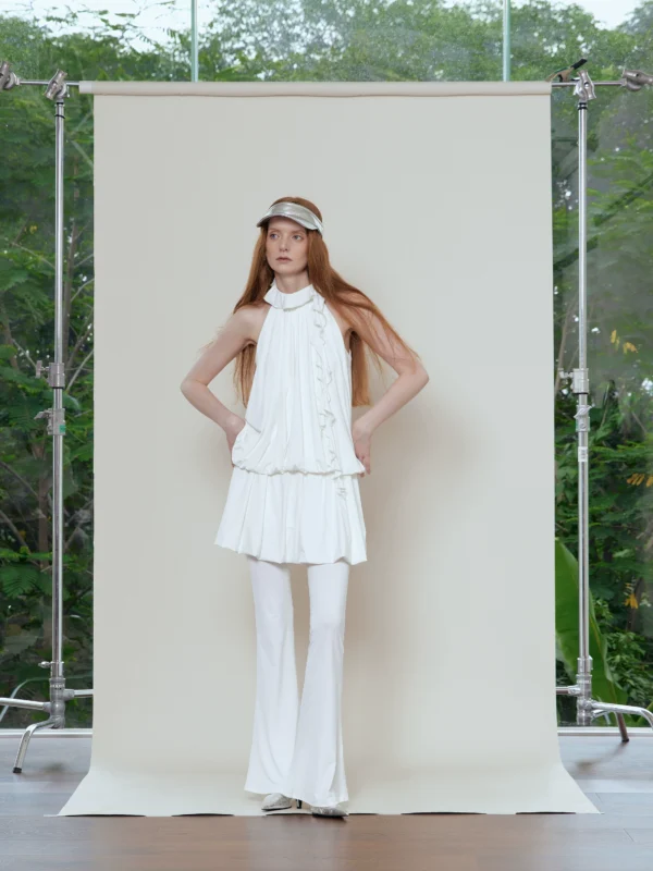 Milky-white flower bud skirt pants female ice silk