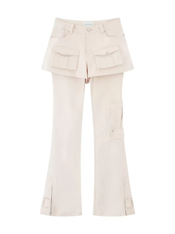 A woman wearing two pairs of reverse cargo pants - Image 4