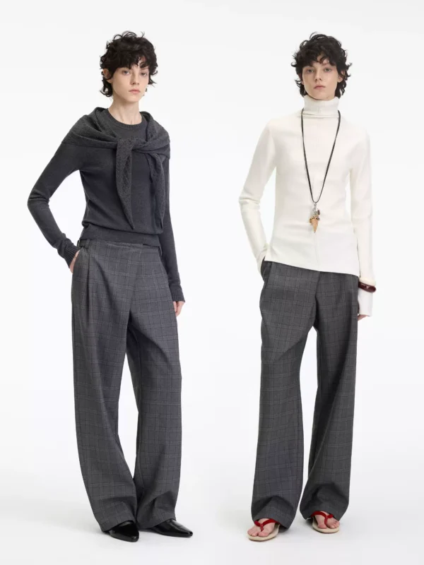 Checked casual suit pants for women