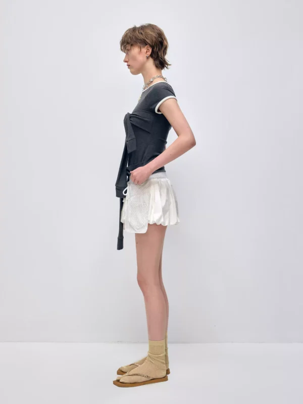Color-blocking and striped flower bud shorts for women - Image 2